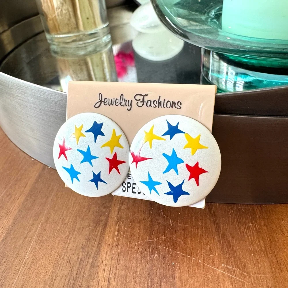 Vintage 80s Star Patterned Earrings
